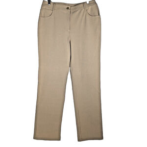 ST. JOHN SPORT Stretch Cotton Blend Camel Brown Pants Size 14 Made in USA